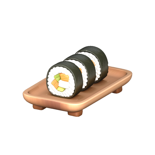 Sushi roll on wooden platter